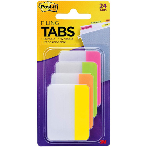 POST-IT 686-PLOY DURABLE TABS 50 X 38MM, 6 TABS EACH LIME, ORANGE AND YELLOW