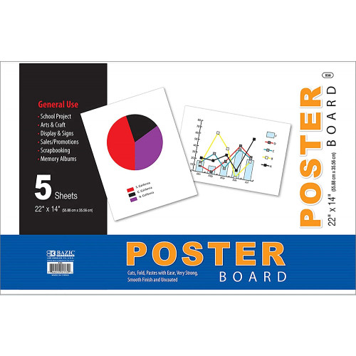 BAZIC WHITE POSTER BOARDS 560 X 356 (A2) 5PK 50538