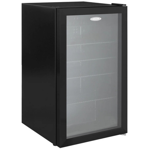 Heller 98L Black Beverage Cooler Glass Bar Fridge HBC98