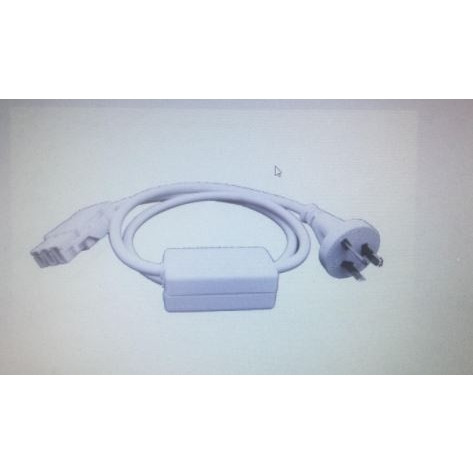 1000mm 20A 3 Pin Starter Lead White 10A plug to 20amp Tag Installation coupler with Slimline Intergrated Thermal Overload. Thermal overload 300mm in from PLUG