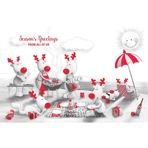 REINDEER BBQ CHRISTMAS CARDS FE062 (BOX 50)