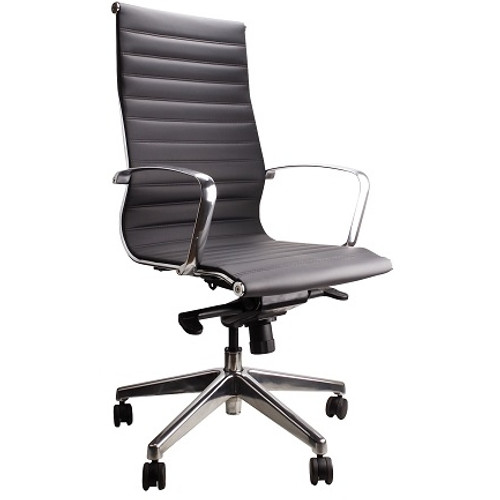 Symphony High Back Bonded Leather Chair Chrome Finish Synchro Mech Black