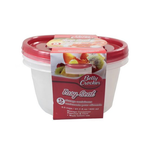 Food Storage Containers - Round 820ml (Pack of 2) Microwave / Dishwasher & Freezer Safe (Betty Crocker)