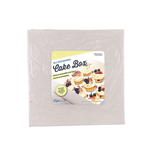 Cake Box Fits Round or Square Cakes Under 25cm (Cardboard & White)