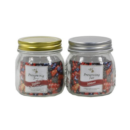 Glass Preserving Jar With Lid 200ml (9.5cm) Assorted