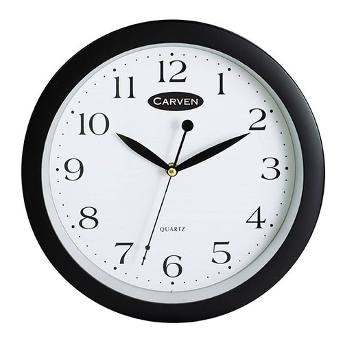 CARVEN CLOCK 250MM BLACK FRAME