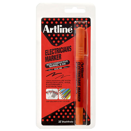 ARTLINE ELECTRICIANS PERMANENT MARKER DUAL NIB ORANGE HS (EACH)