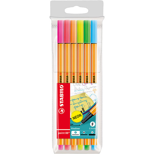 STABILO POINT 88 FINELINER NEON 6 PACK