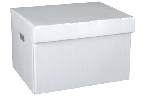 MARBIG CORFLUTE BOX W/ATTACHED LID WHITE
