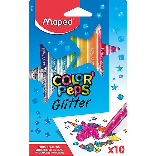 MAPED COLOR PEPS GLITTER COLOURING MARKERS PACK 10