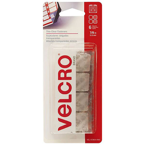 VELCRO FASTENER 22 X 22MM SQUARES CLEAR 6 PACK