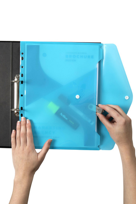 MARBIG BINDER POCKET WITH BUTTON MARINE