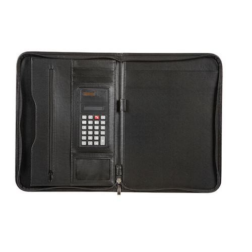 SPIRAX SLIMLINE ZIPPERED COMPENDIUM A4 BLACK