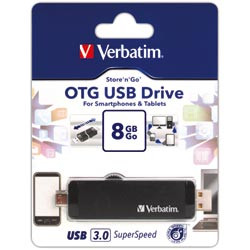 VERBATIM STORE'N'GO DRIVE OTG On The Go USB 3.0 8GB, Black New Version 3.0  *** While Stocks Last - please enquire to confirm availability ***