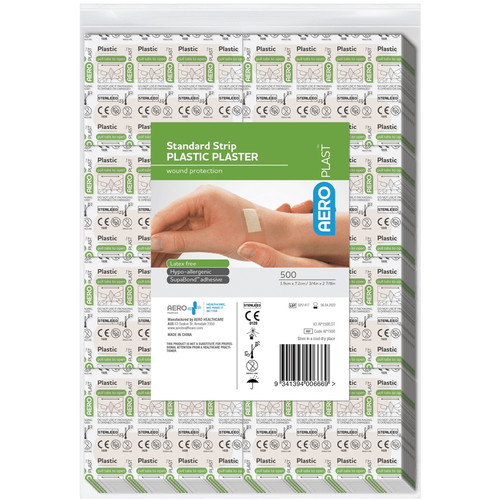 AEROPLAST Plastic Standard Strip 7.2 x 1.9cm, Bag of 500