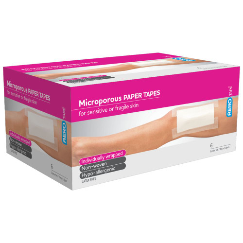 AEROTAPE White Microporous Paper Tape 5cm x 5M, Box of 6