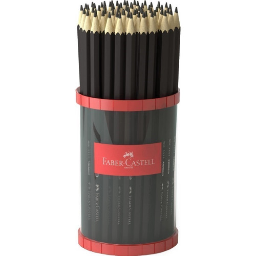 Faber-Castell Economy 1111 Black Lead Graphite Pencil HB, Clear Cup of 72