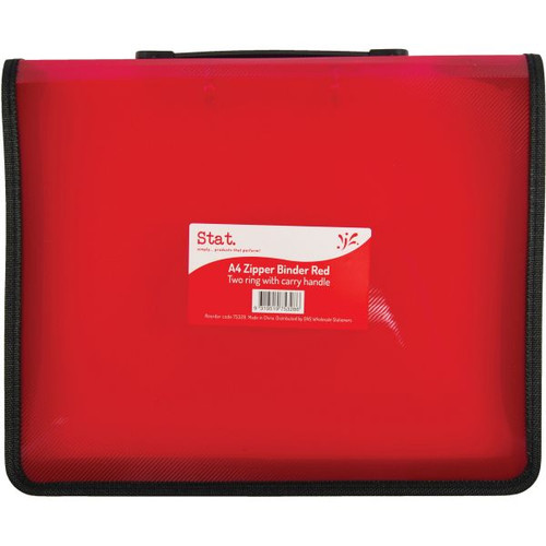 BINDER SOVEREIGN A4 2R ZIPPER W/HANDLE RED