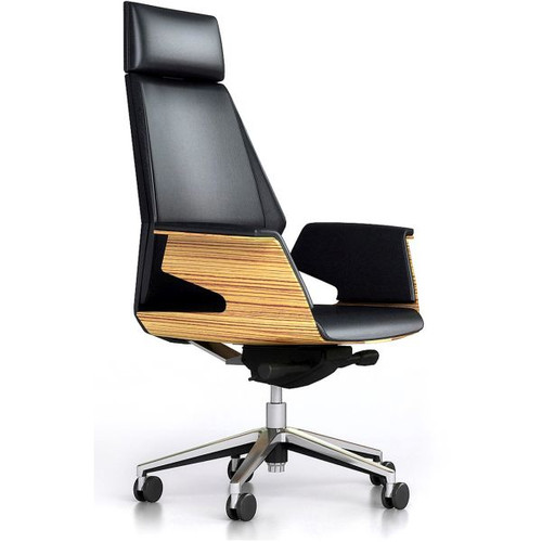 NOVARA EXECUTIVE CHAIR W 790 x D 615 x H 1225-1325mm Black/Zebrano