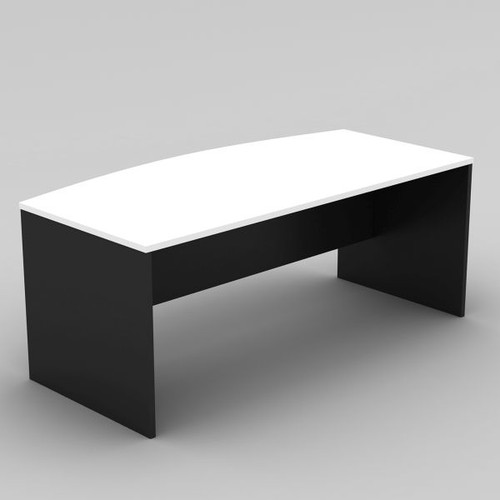 OM Classic Bow Front Desk 720Hx2100Wx900/750mmD White and Charcoal
