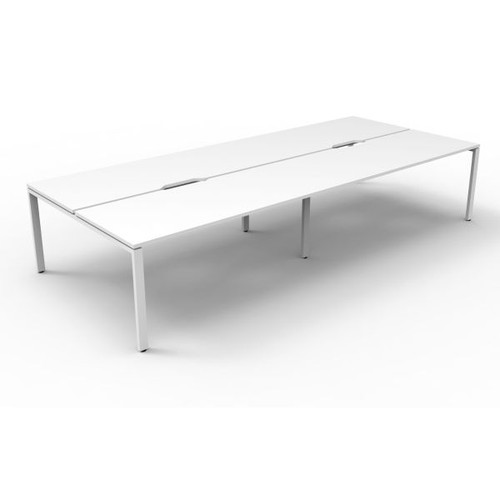 Deluxe Profile Workstation 4 Person No Screen 1500Wx750D White Top White Double Frame