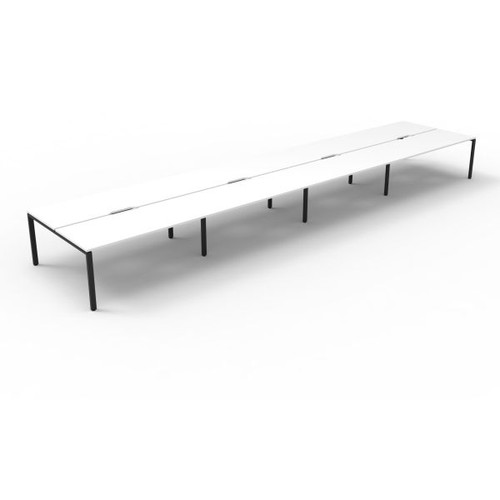 Deluxe Profile Workstation 8 Person No Screen 1200Wx750D White Top Black Double Frame