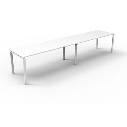 Deluxe Profile Workstation 2 Person No Screen 1200Wx750D White Top White Single Frame