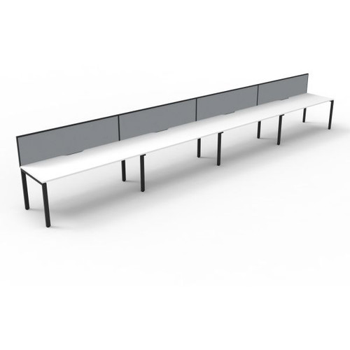 Deluxe Profile Workstation 4 Person With Screen 1200Wx750D White Top Black Single Frame
