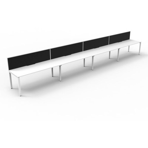 Deluxe Profile Workstation 4 Person With Screen 1500Wx750D White Top White Single Frame