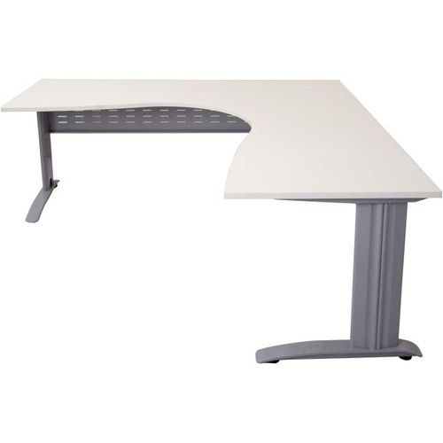 Rapid Span Cockpit Corner Desk 1800Wx1800Wx700mmD White Top Silver Steel Frame