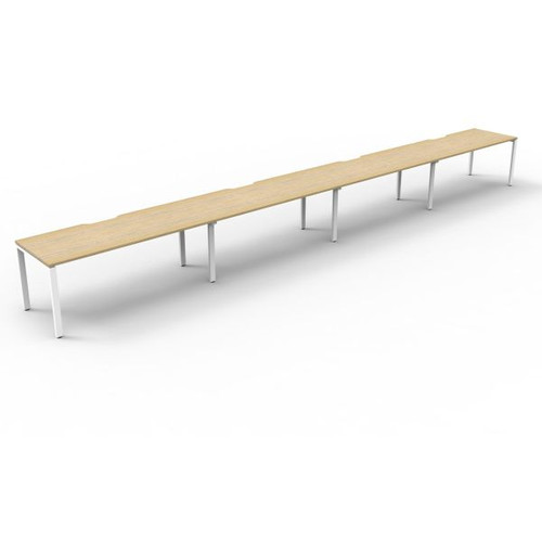 Deluxe Profile Workstation 4 Person No Screen 1800Wx750D Oak Top White Single Frame