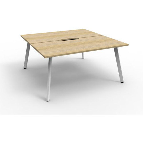 Eternity Workstation 2 Person No Screen 1200Wx750D Oak Top White Double Frame