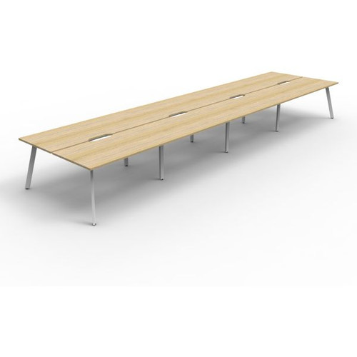 Eternity Workstation 8 Person No Screen 1500Wx750D Oak Top White Double Frame
