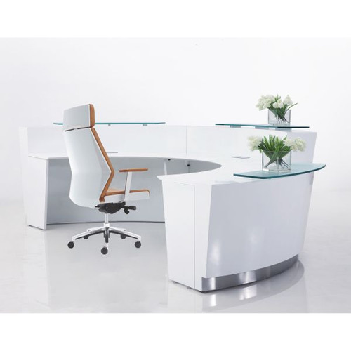 EVO RECEPTION COUNTER W 3705 x D 950 x H 1150mm Gloss White