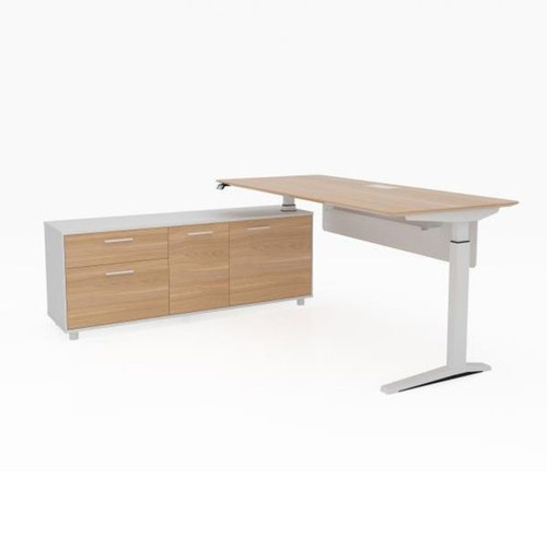 POTENZA EXECUTIVE DESK W 2000 x D 1820 x H 750-1100mm Virginia Walnut/White Left