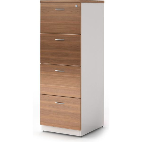 OM Premiere Full Door Storage Cabinet 900W x 450D x 1800mmH Virginia Walnut and White