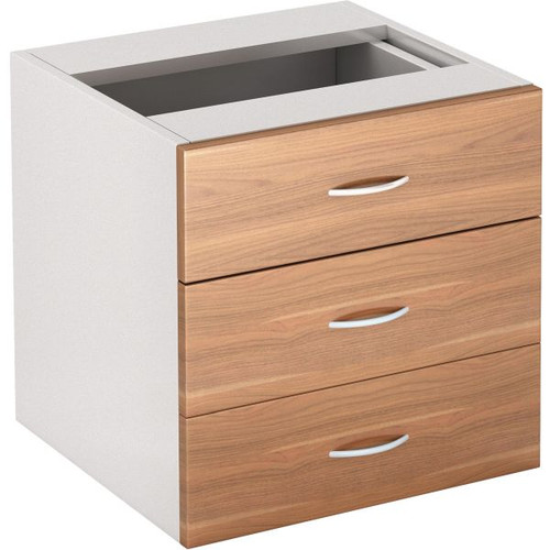 OM Premiere 3 Drawer Fixed Pedestal 464W x 400D x 450mmH Virginia Walnut and White