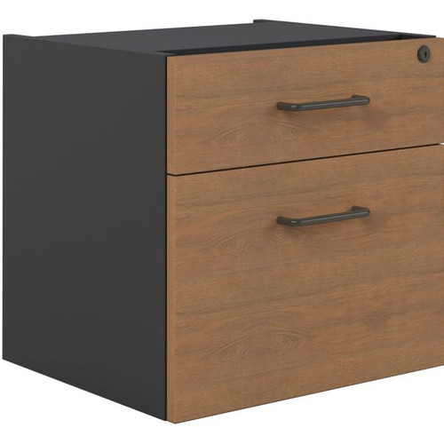 OM Premiere 2 Drawer Fixed Pedestal 464W x 400D x 450mmH Regal Walnut and Charcoal