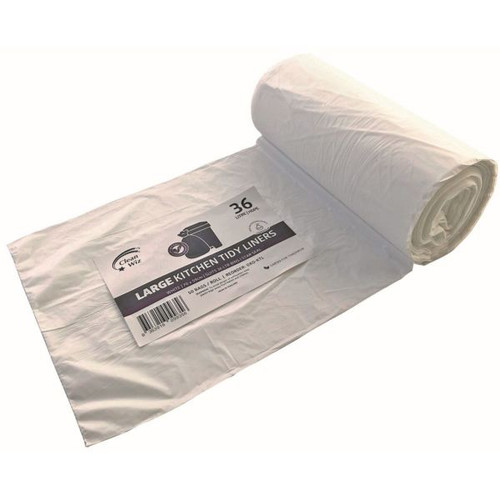 Clean Wiz Oxo-Biodegradable Kitchen Tidy Liners 36L White Pack of 50