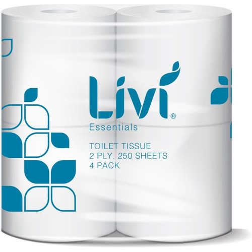 Livi Essentials Toilet Tissue 2 Ply 250 Sheets Pack 4 Carton of 12