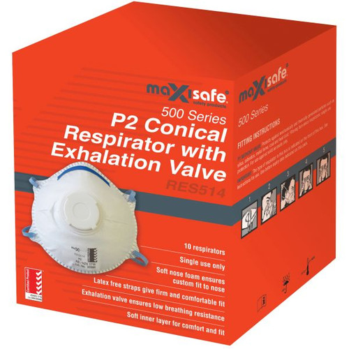 P2 Valved Conical Respirator Box of 10 Masks