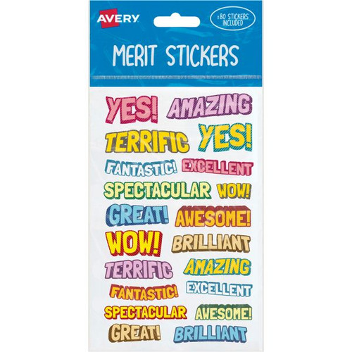 Avery Merit Stickers 80 Labels Comic Assorted