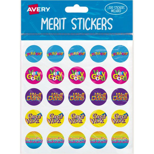 Avery Merit Stickers 300 Labels Caption 2 Assorted