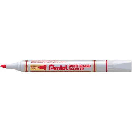 Pentel MW85 Whiteboard Marker Bullet Point 1.9mm, Red Box of 12