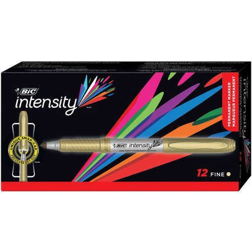 Bic Intensity Permanent Marker Fine Metallic Gold Box 12