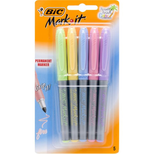 BIC MARK-IT FINE MARKERS Assorted Pastel Colours Pack of 5