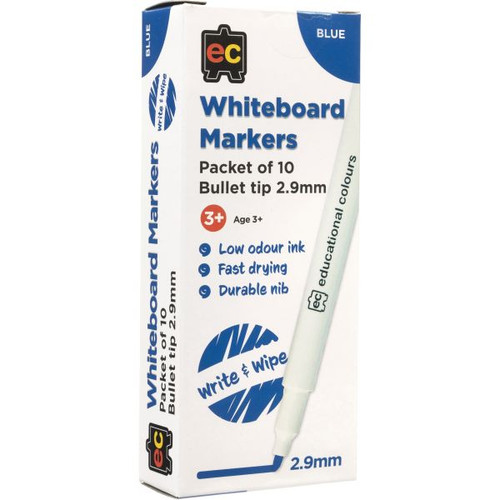 EC WHITEBOARD MARKER Thin Blue Pack of 10