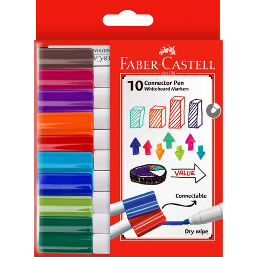 Faber-Castell Connector Whiteboard Markers, Assorted Wallet of 10
