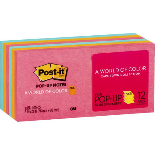 Post-It R330-12 Pop Up Notes 76x76mm Capetown 100 Sheets Pack of 12