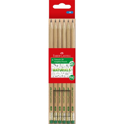 Faber-Castell Graphite Pencil Naturals 2B, Pack of 6